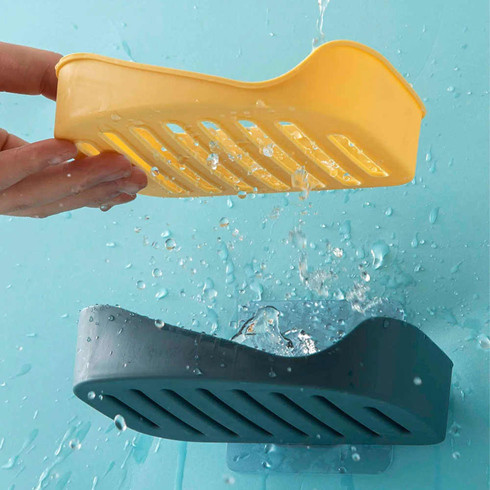 

Soap Rack No Drilling Wall Mounted Double Layer Soap Holder Soap Sponge Dish Bathroom Accessories Soap Dishes Self Adhesive