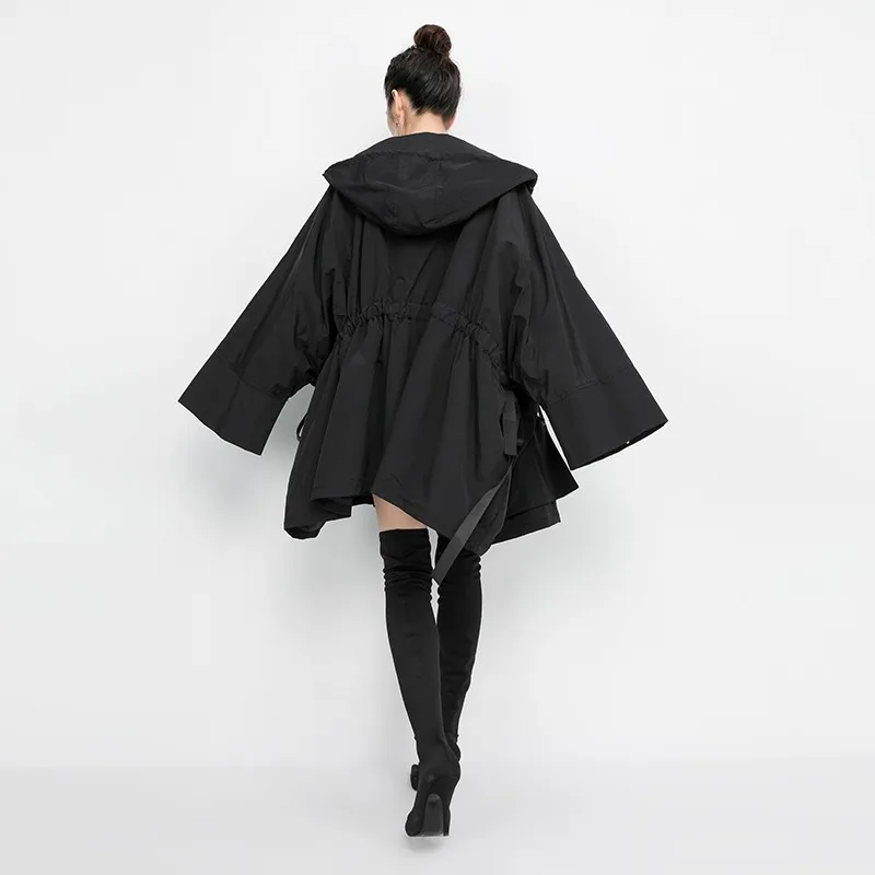 BF панк стиль рукав летучая мышь женская зимняя ветровка с капюшоном хип-хоп