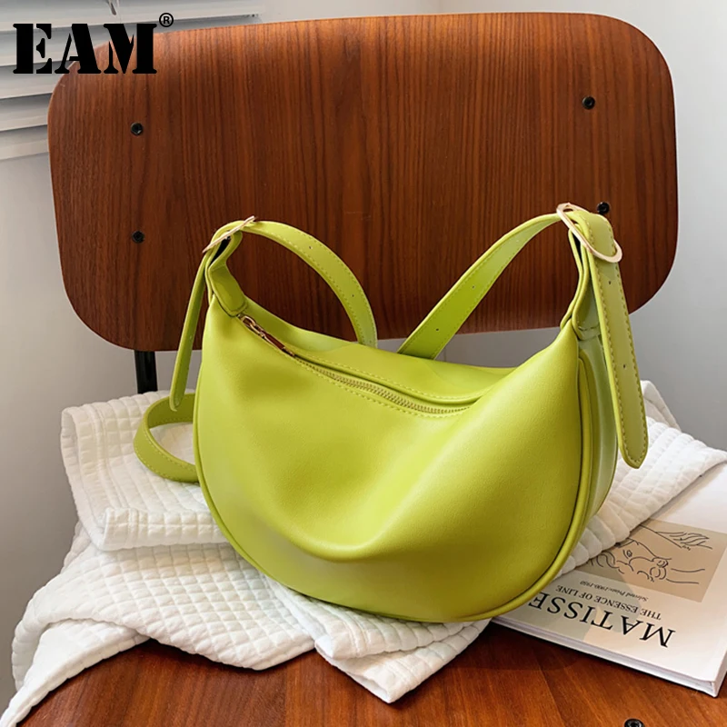 

[EAM] Women New Large Capacity Brief PU Leather Flap Personality All-match Crossbody Shoulder Bag Fashion Tide 2021 18A3253