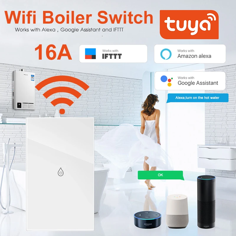 Tuya 16A Wifi переключатель бойлера умный водонагреватель таймер жизни Голосовое