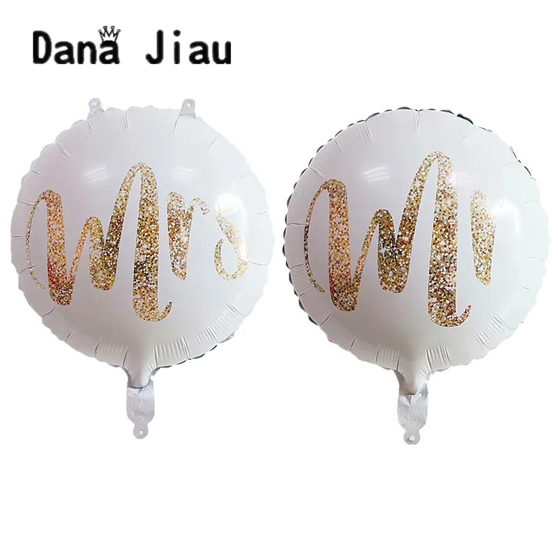 Danajiau новые белые 18 дюймовые Свадебные фольгированные шары MR & MRS подарок на день