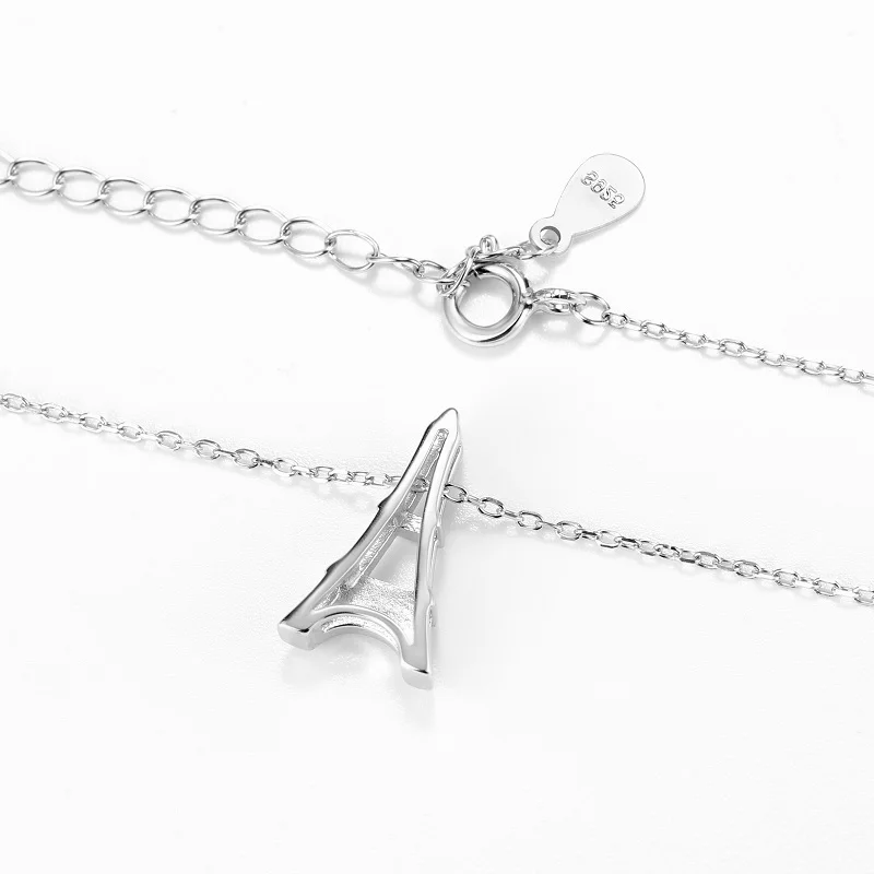 Подлинное серебро 925 пробы Эйфелева башня любовь кулон ожерелье Женские