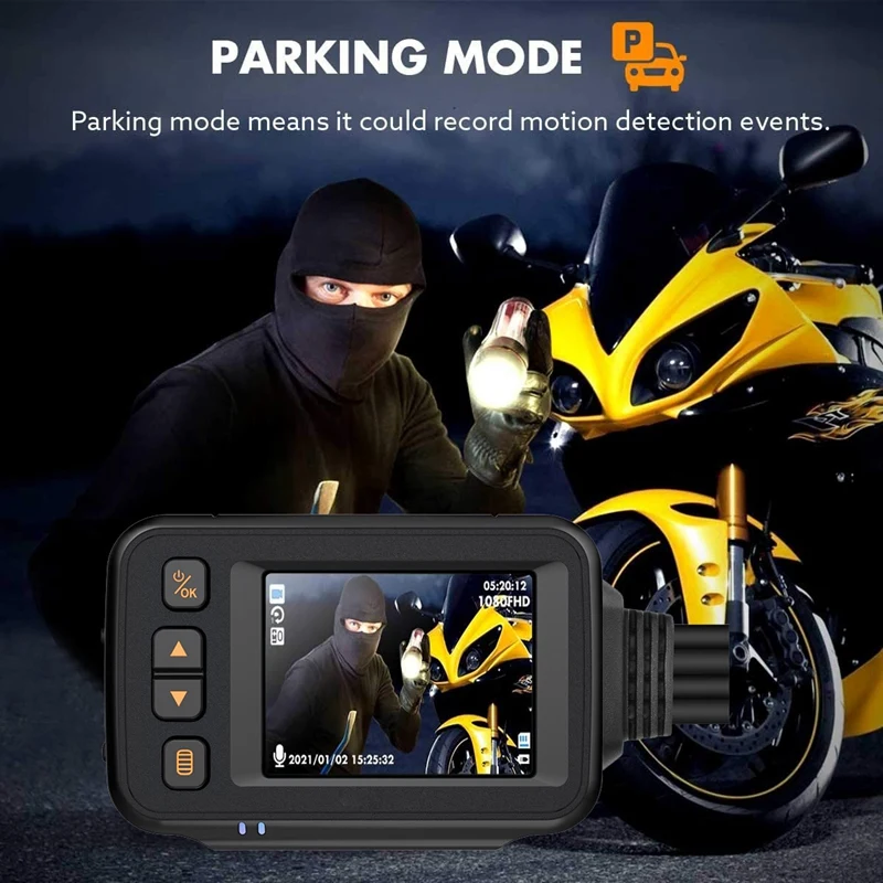 Видеорегистратор для мотоцикла 2-дюймовый IPS-экран 1080P + 720P двойной