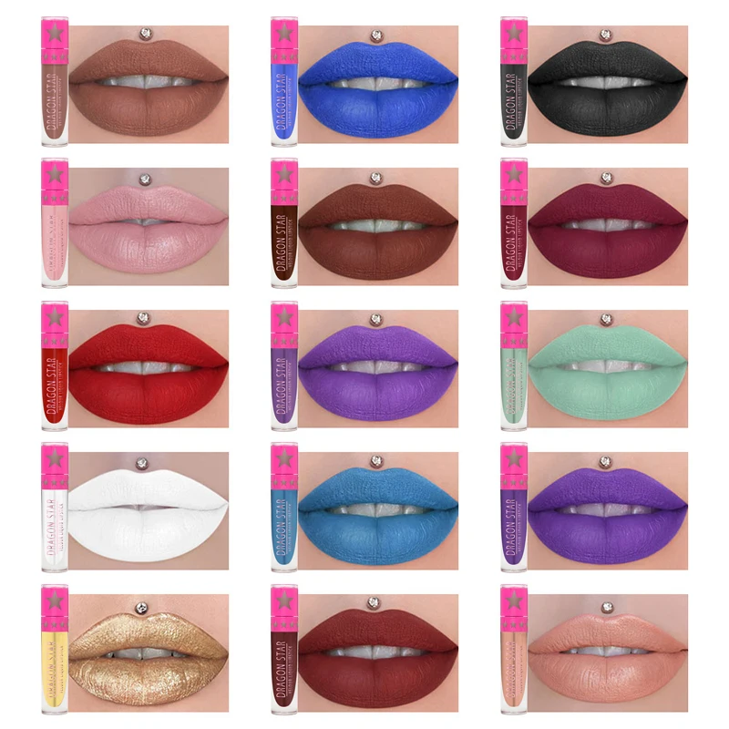 Водостойкая матовая бархатная помада 15 цветов с антипригарным покрытием для губ