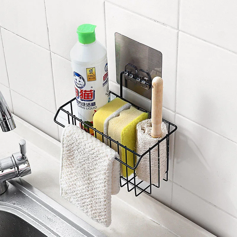 

Hanging Storage Rack Kitchen Rag Dish Cloth Sponge Holder Storage Basket Bathroom Shampoo Towel Drain Rack Kitchen Organizer