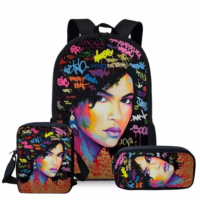 

Back to School Gifts Presents for Girl Hip Hop Black Art African Design Pattern School Backpacks for Teenager Girls