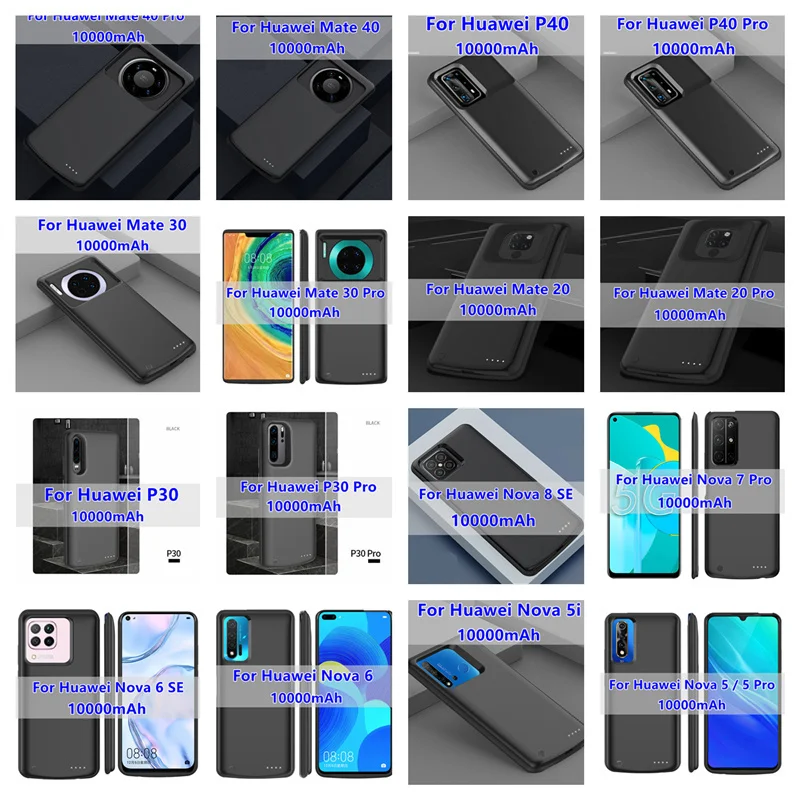 10000mah ultra thin battery case for huawei mate 40 30 pro p40 p30 power bank charger case for huawei nova 8 7 6 se 5i pro cover free global shipping