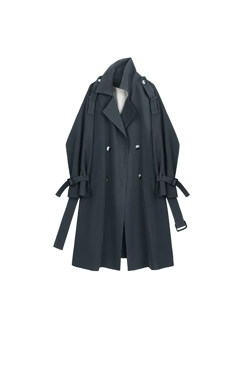 

Windbreaker Middle and Long Style Autumn New BF Solid Loose Casual Thin Trench Coat for Women