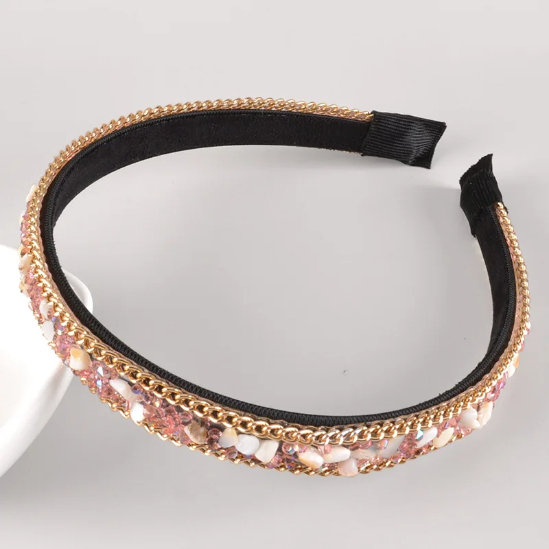 

European and American Trend Rhinestone Fabric Headband Retro French Baroque Wide Edge Metal Headband Hair Accessories Female