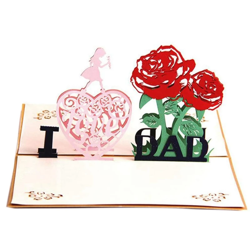

Father's Day Postcard 3D Creative Handmade Hollow Paper Sculpture Greeting Card Suitable for Father'S Blessing Postcard