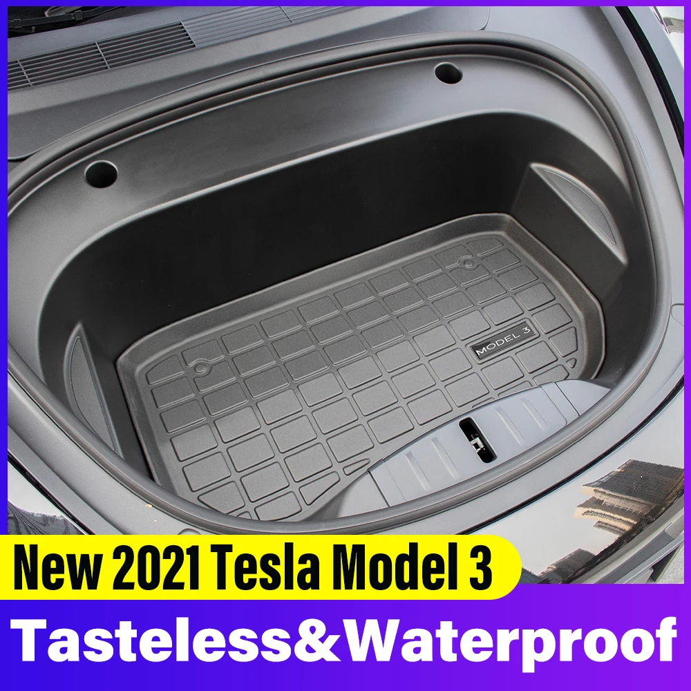 

2021 New Model3 Car Front Trunk Mat for Tesla Model 3 2021 Accessories TPE Mats Waterproof Wearable Cargo Tray Storage Pads