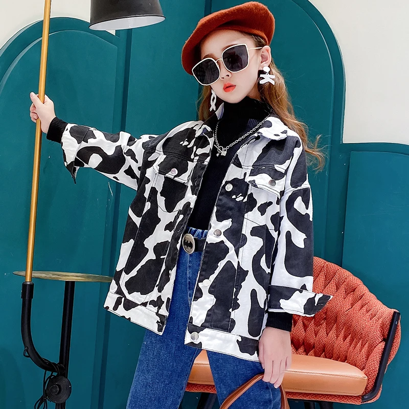 Крутые пальто для девочек Камуфляжная куртка Модная повседневная верхняя одежда