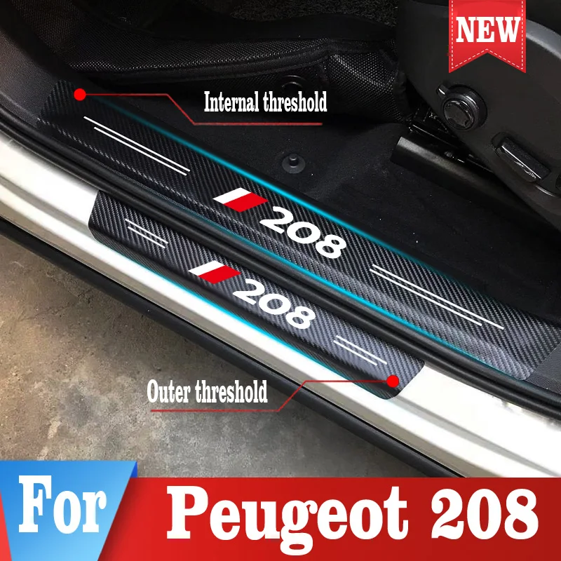 

For Peugeot 208 Car Door Sill Pedal Board Pedal Cover Trim Rear Bumper Threshold Board Sticker Auto Parts Auto Styling Accessori