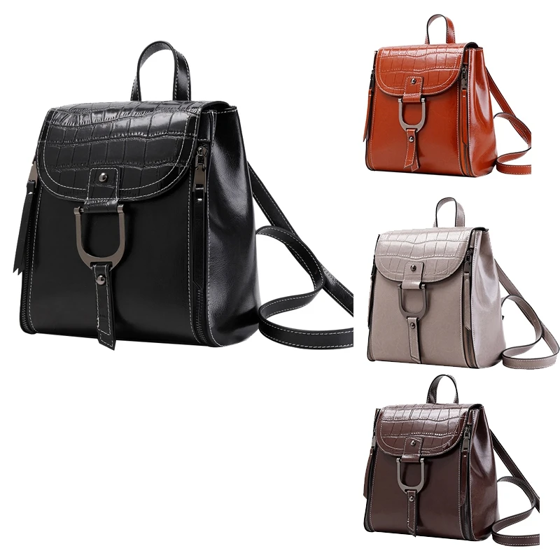 Женский кожаный рюкзак школьный для девочек-подростков путешествий в