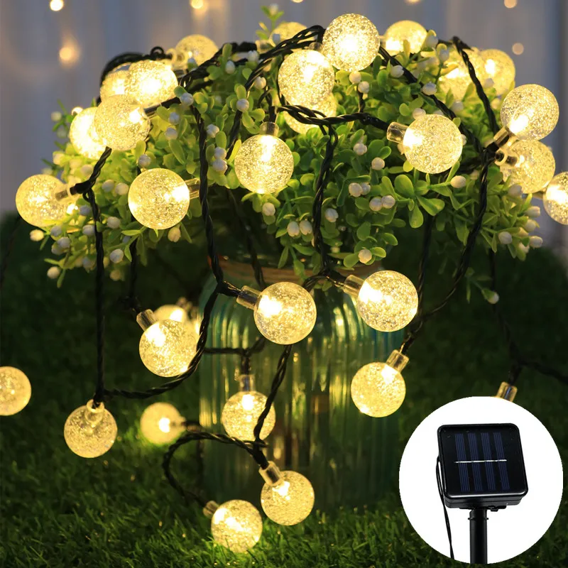 

Solar LED Crystal Ball String Light 10M Waterproof Fairy Lights Christmas Wedding Garland Garden Lawn Tree Outdoor Decoration