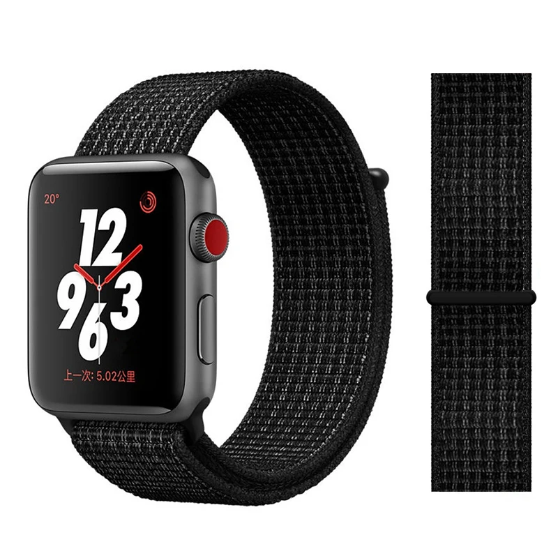 Нейлоновый ремешок для Apple watch 5 ремешок 44 мм 40 мм iWatch ремешок 42 мм 38 мм спортивный ремешок для часов Браслет Apple watch 4 3 2 1 38 40 44 мм - Цвет ремешка: black white
