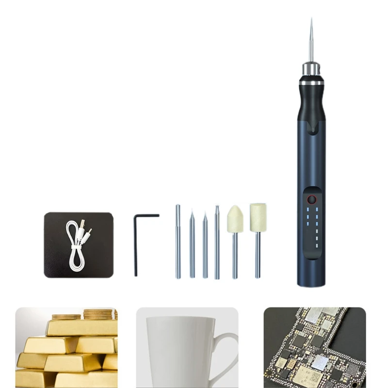 

Электрическая шлифовальная ручка, легкий дизайн, легкая в использовании, регулируемая, с 3 скоростями, зарядка через USB, для ИС, дерева, фарфо...