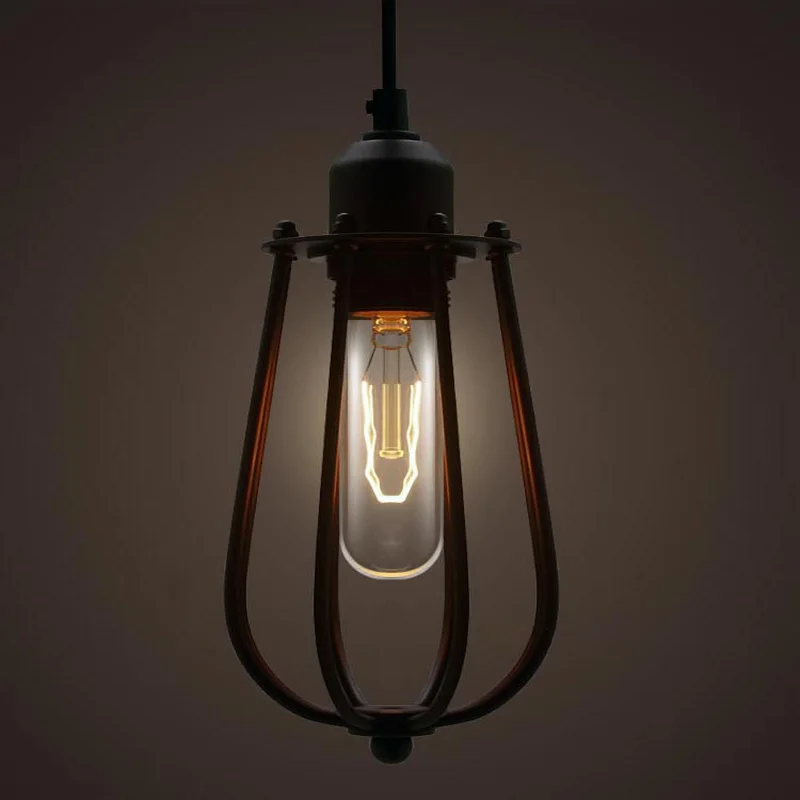 

Indoor Retro Cage Industrial Loft Style with Single-Headed Lid for Home Decoration E27 110-240v Pendant Light