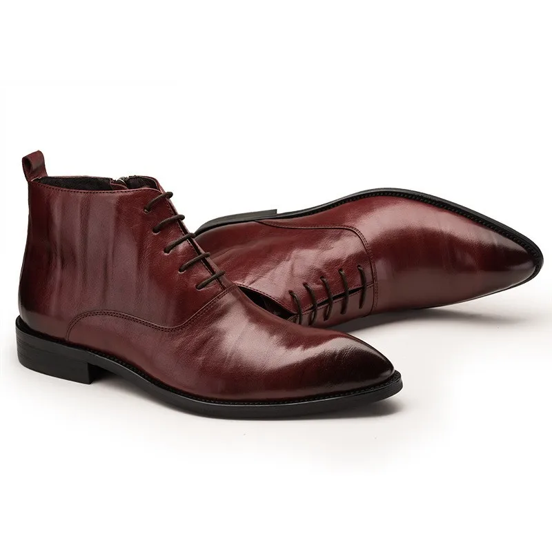 Мужские ботинки из натуральной кожи с острым носком в английском стиле сезон