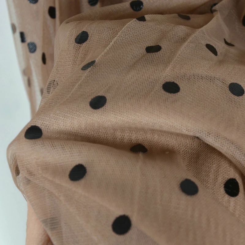 Весенне-Летние Плиссированные Длинные сетчатые юбки в горошек с эластичной