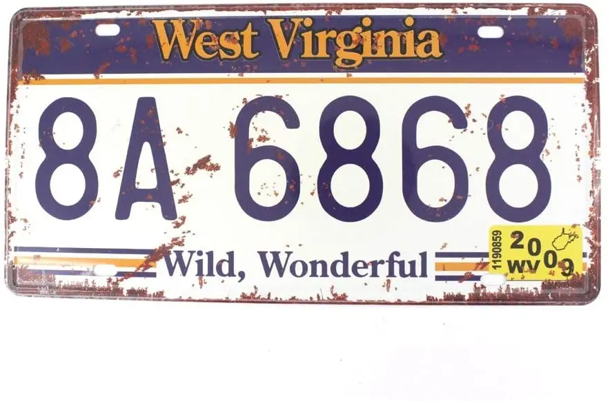 

ERLOOD WEST Virginia 8A 6868 Retro Vintage Auto License Plate Tin Sign Embossed Tag Size 6 X 12