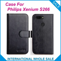 for philips xenium s266 case 6 colors flip slots leather wallet cases for philips s266 cover slots phone bag credit card