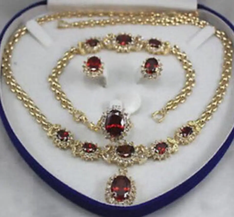 Ювелирный набор Женские Ювелирные изделия rubine 18KGP серьги браслет ожерелье кольцо