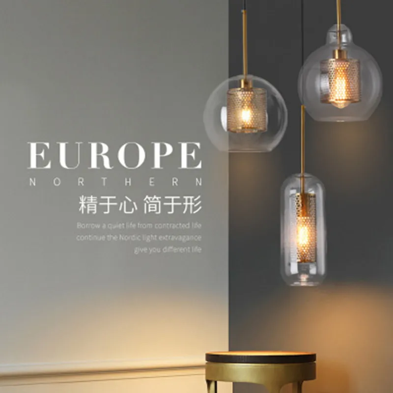 Лофт современный подвесной светильник Стекло мяч кухонный закрепленный