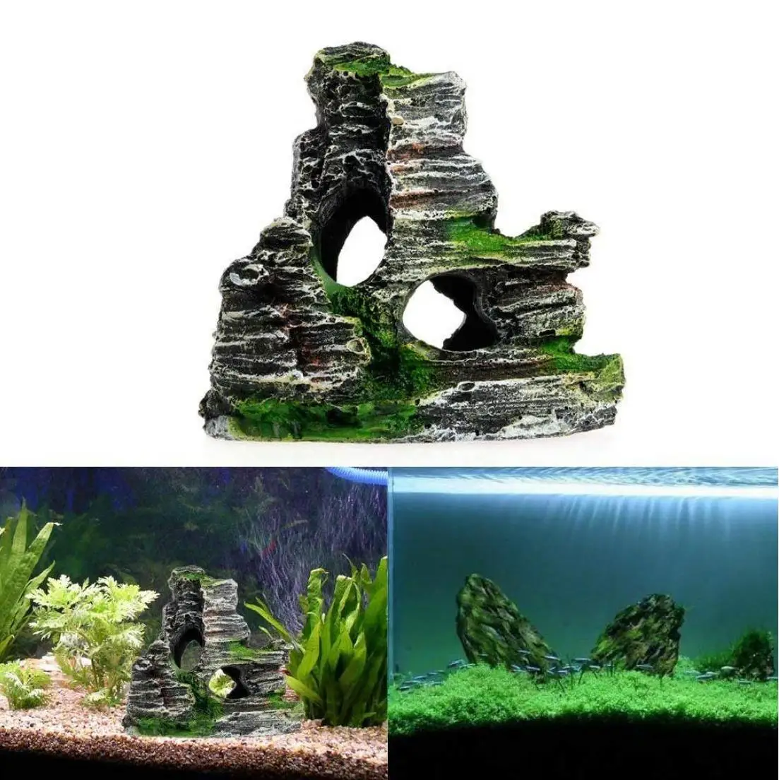 Аквариум скалы скрытие Рок Пещера Декор подводный пейзаж вид на гору орнамент