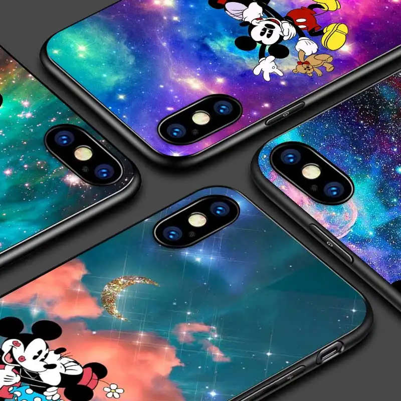 

Black Silicone Cover Mickey Minnie colorful For Apple iPhone 13 12 11 SE XS XR X 7 8 6 5 S mini Plus Pro MAX 2020 Phone Case