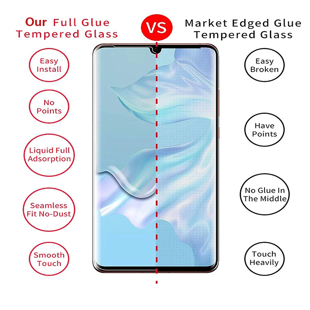 УФ жидкий Полный Клей закаленное стекло для huawei P30 mate 20 Pro Накладка для экрана протектор huawei P30 Pro крышка защитная пленка