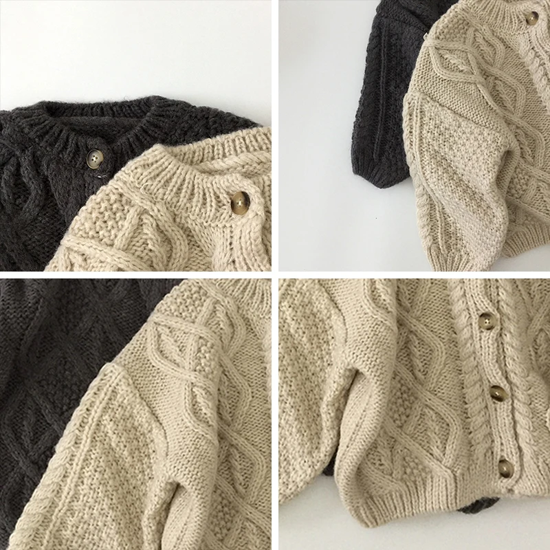 

Baby Boys Girls Sweatshirts 2021 Winter Children Knitting Costumes Long Sleeve Kids Solid Thicken Sweater For Boy Girl