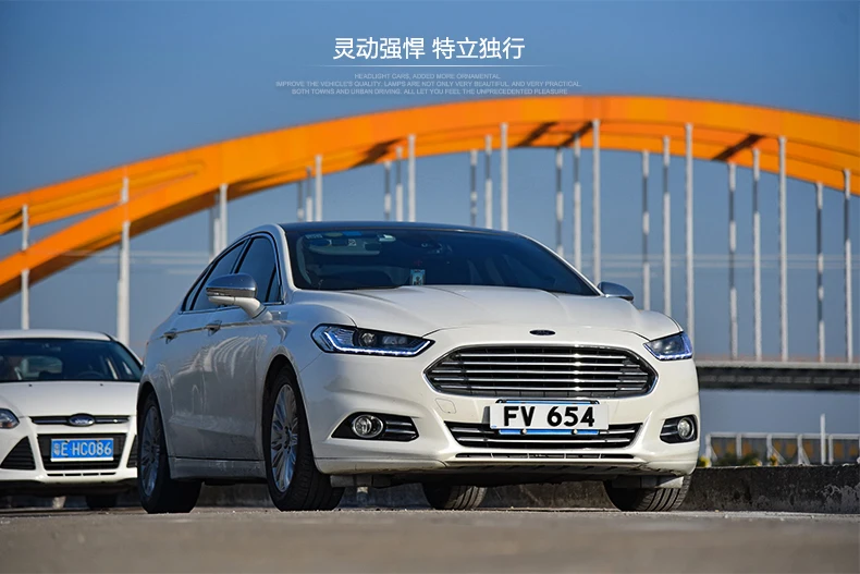 Автомобильный Стильный чехол на голову для Ford Mondeo для Fusion 2013, светодиодный налобный фонарь, DRL, двойной луч, объектив, биксенон, HID