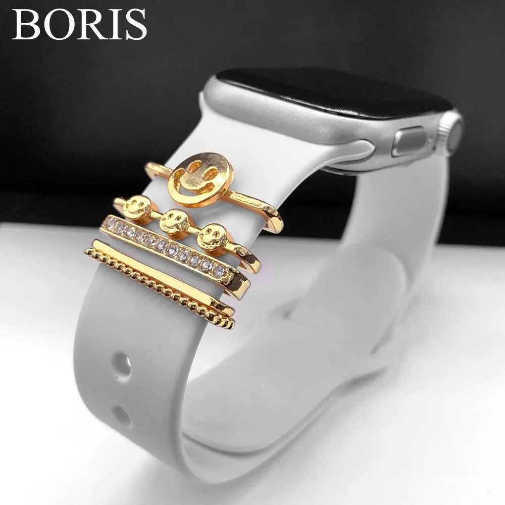 Diy Silicone Strap Accessories For Apple Watch For Samsung Watch Luxury Metal Decorative Ring 5Pcs/Set Accessories For iWatch