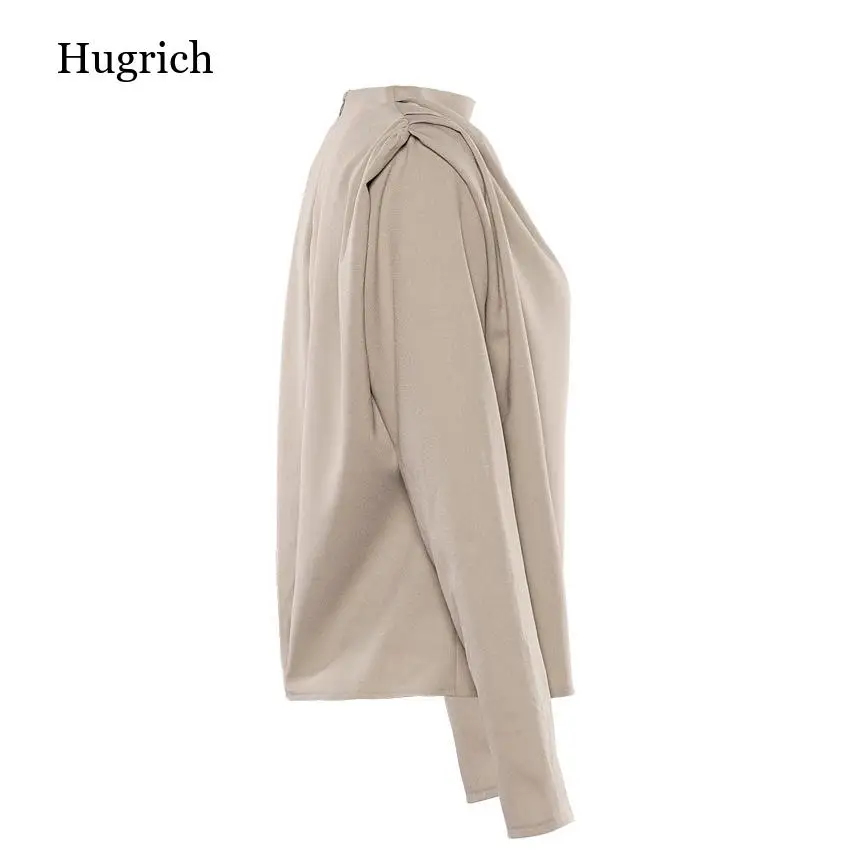 

Draped Collar Womens Tops and Blouses Elegant Long Sleeve Solid Office Blouse Ladies Shirt Casual Top Female Streetwear