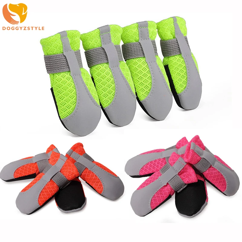 Светоотражающая Обувь для собак нескользящая летняя обувь котов мягкая дышащая