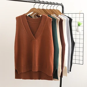 Женский трикотажный жилет без рукавов, Повседневный свитер с V-образным вырезом ярких цветов, весна-осень 2020