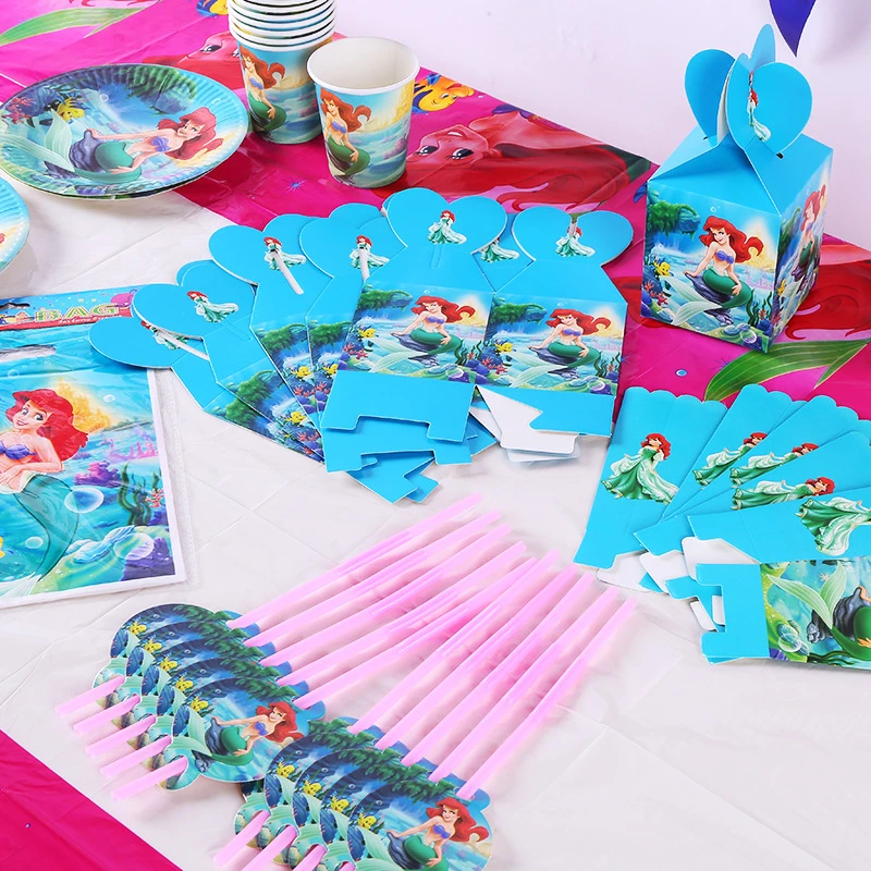 10 лет с рисунком маленькая русалочка одноразовая посуда День рождения