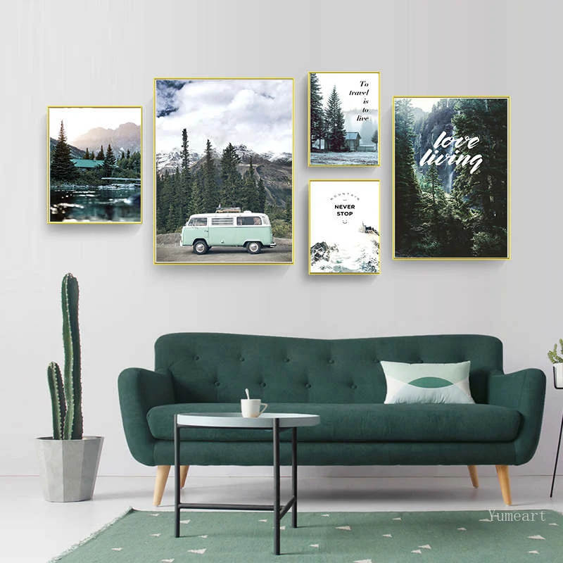 Скандинавский Стиль путешествия лесной пейзаж картины на холсте плакат