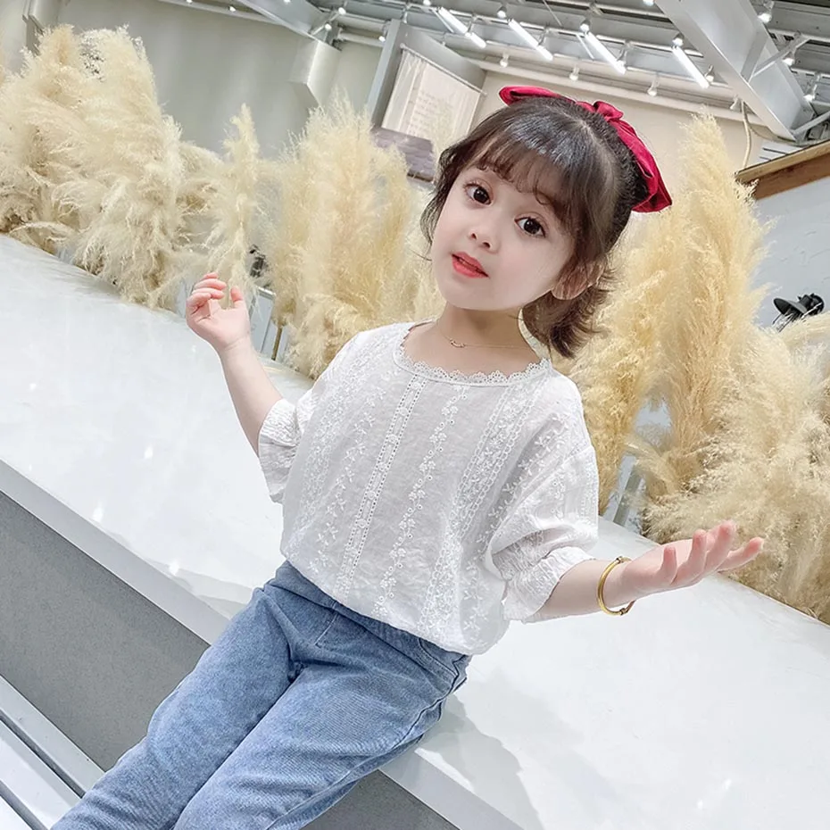 Футболка для маленьких девочек футболка с вышивкой цветочным принтом