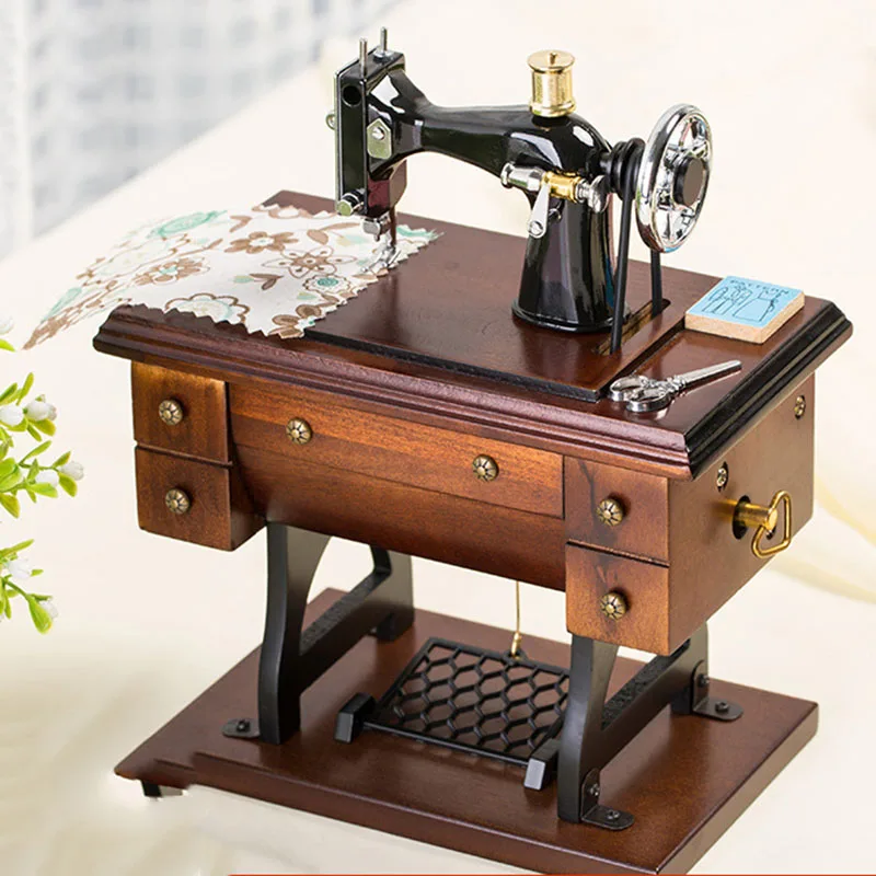 Деревянные украшения имитация швейной машины музыкальная шкатулка подарок на