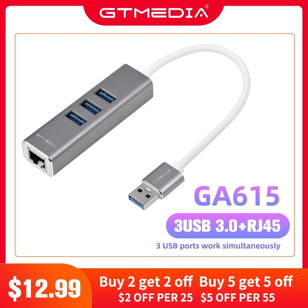 

GTMEDIA 3 Ports High Speed USB 3.0 Version/Network 10/1000M For Win7/8/10, Mac OS, Linux, Vista and Other Systems Accessories