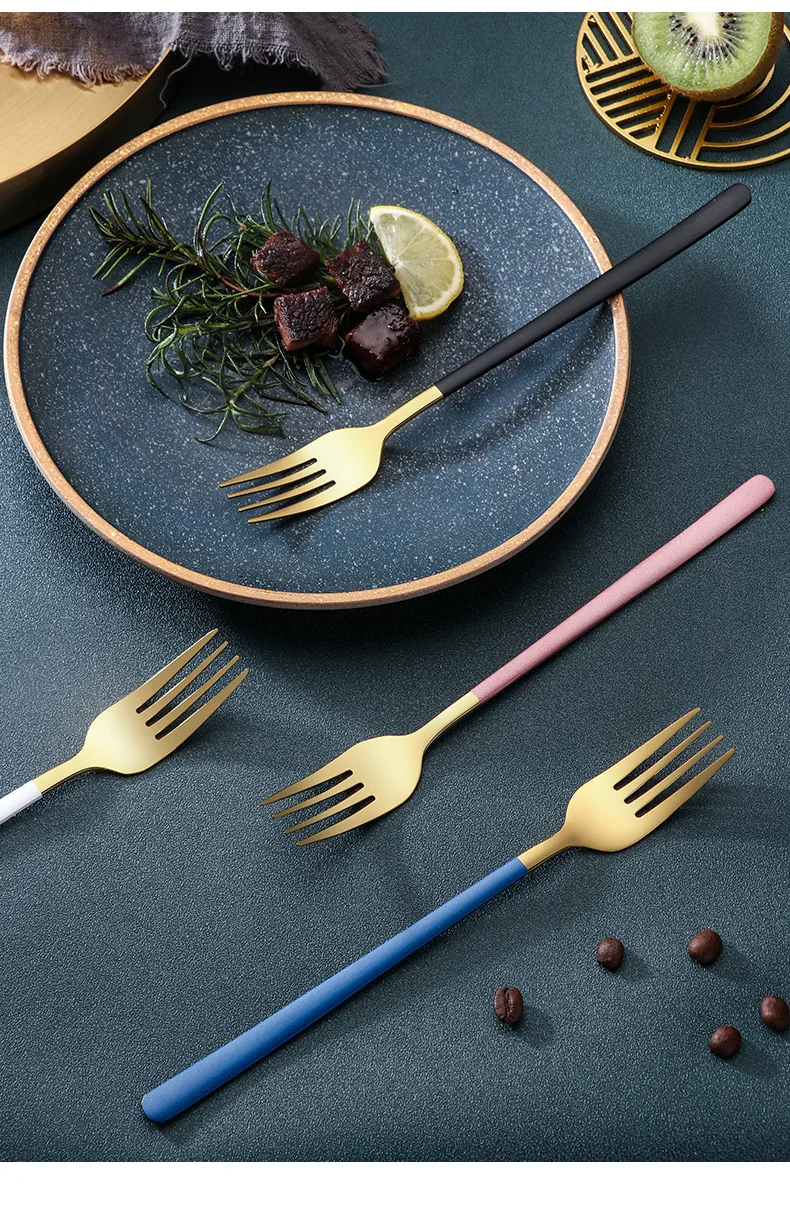 1 шт. 21 см Нержавеющая сталь ложки с длинной ручкой столовая вилка корейский