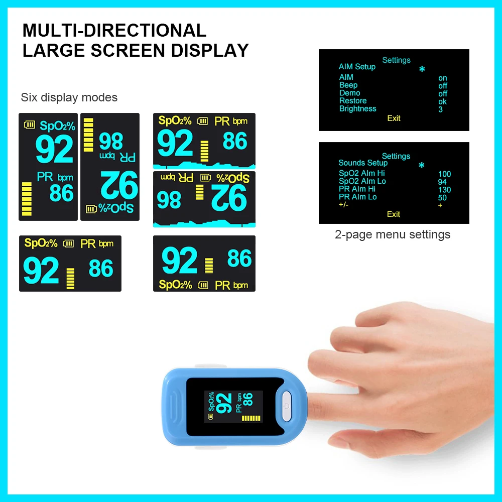 Пульсоксиметр RZ на кончик пальца бытовой прибор для измерения артериального