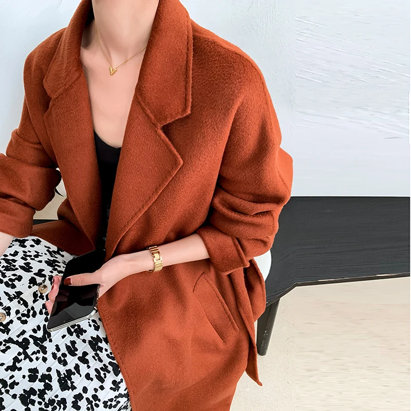 Новинка Осень зима 2020 модное шерстяное пальто женское длинное утепленная ткань в