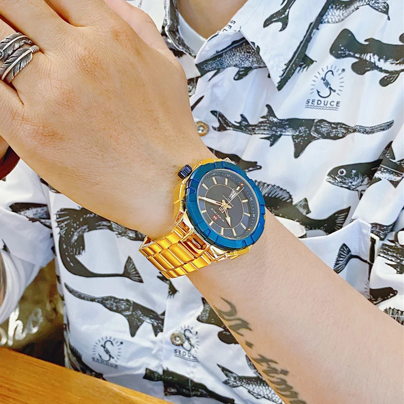 NAVIFORCE топ бренд роскошные часы мужские кварцевые из нержавеющей стали