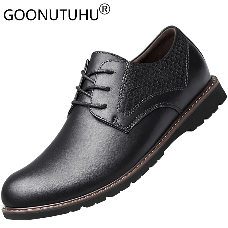 2021 Style Men's Shoes Casual Genuine Leather Classic Brown Or Black Derby Shoe Man Nice Waterproof Shoes For Men Big Size 37-48