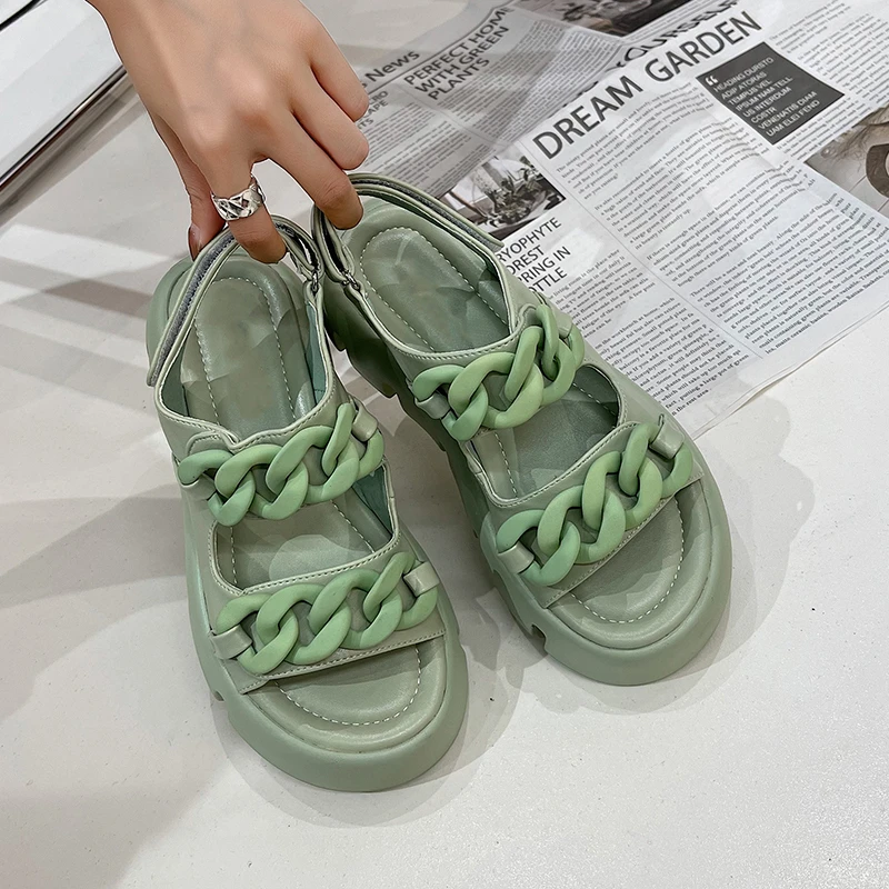 

2021 New Sandals for Women Summer Outside Retro Wedge Heels with Roman Platform beach Sandals Female Leather Gladiator Sandals