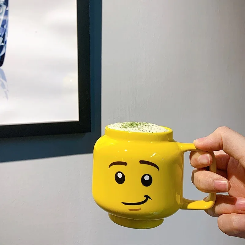 250ml Yellow Smiley Ceramic Mug For Men And Women With Expression Coffee Milk Tea Cup Cartoon Children Christmas Gift - купить по
