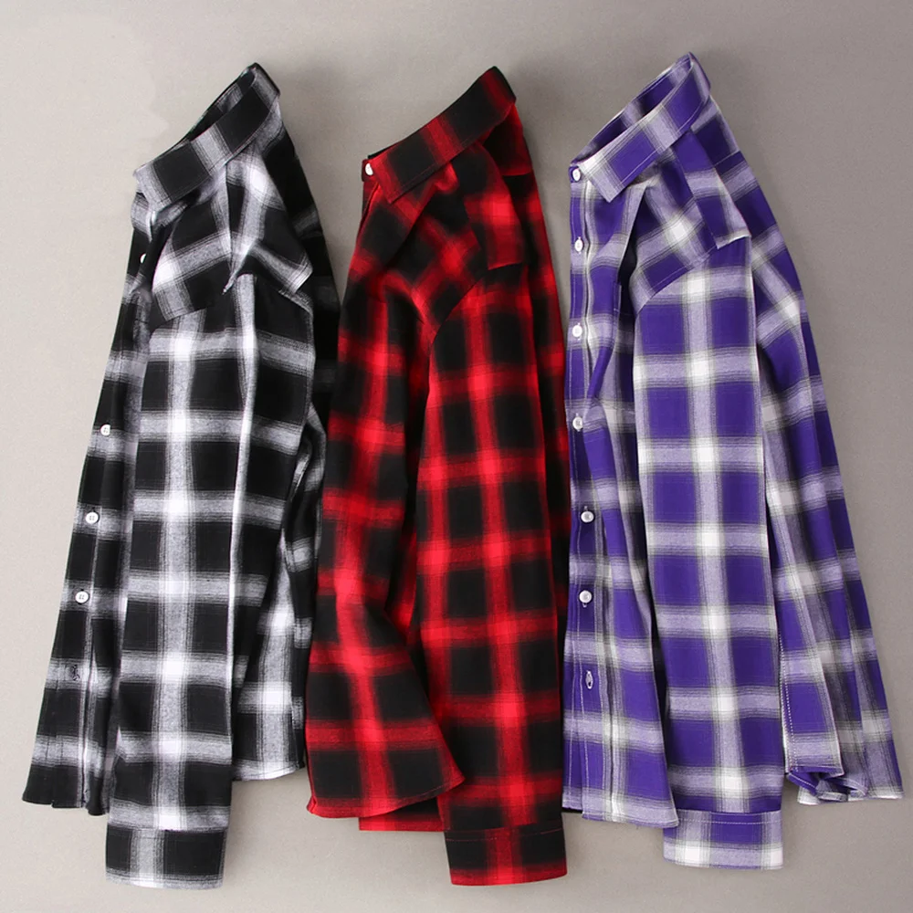 

Cotton Casual Shirt Male Men Big&Small Plaid Shirt Long Sleeve Man Korean Fashions Simple Streetwear Spring Shirts MCL246